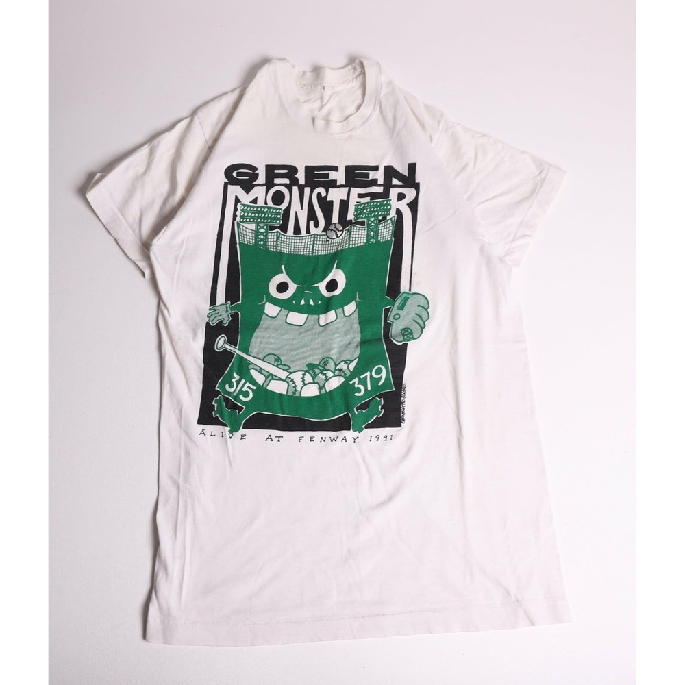Vintage 1991 Boston Red Sox Green Monster T-Shirt Fenway Park 90s White Large